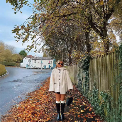 Cozy Weave Scarf Splice Wool Coat