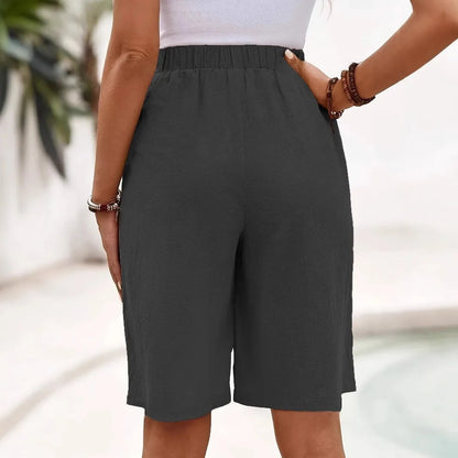 Solid Color Straight Leg Shorts