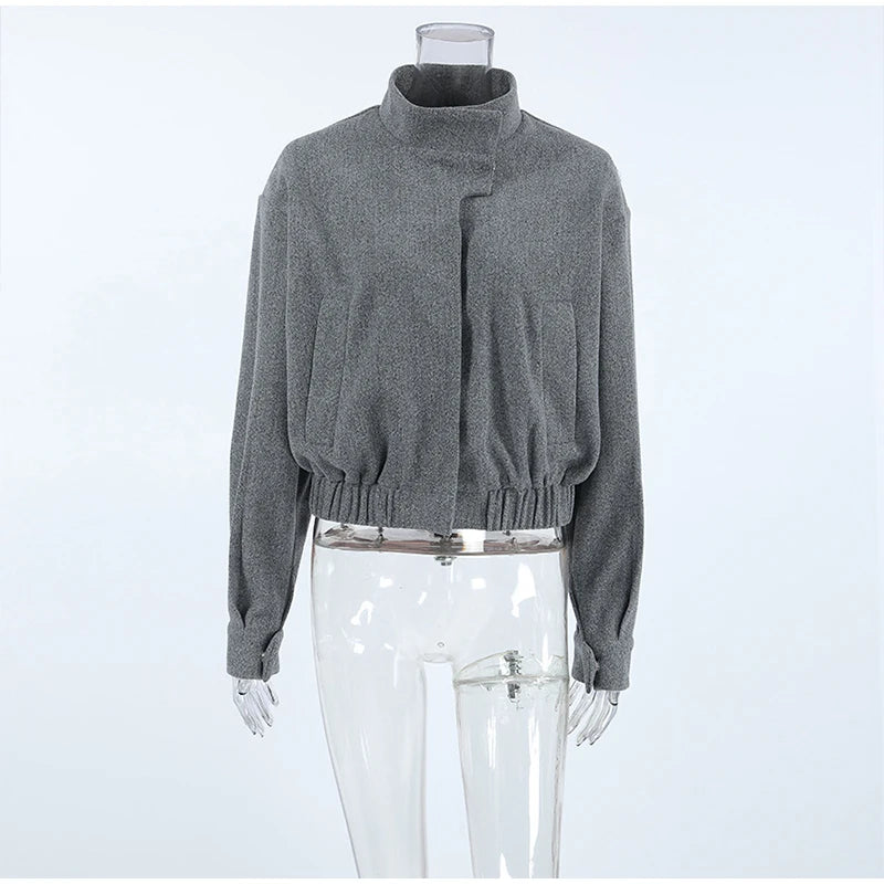 Elegant Gray Woolen Coat