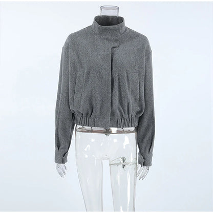 Elegant Gray Woolen Coat