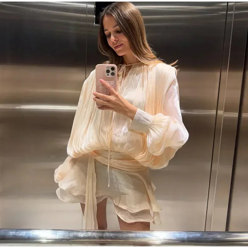 Fashion Ruffles Hem Mini Dress