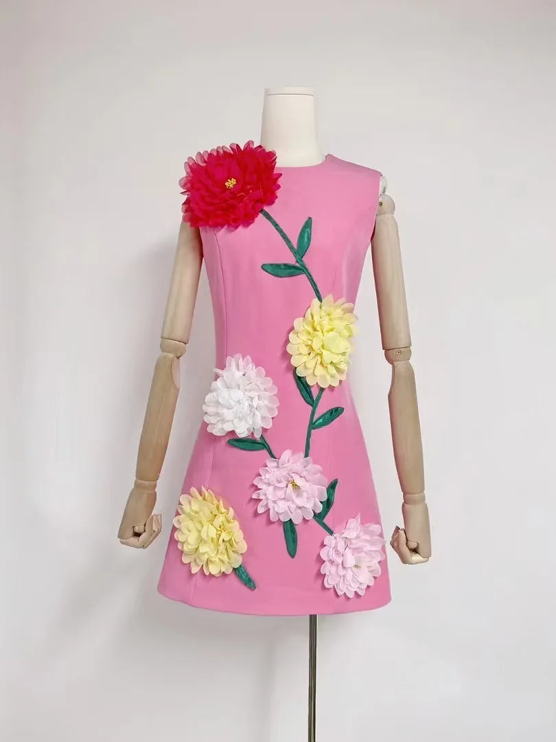 Floral Fusion 3D Print Dress