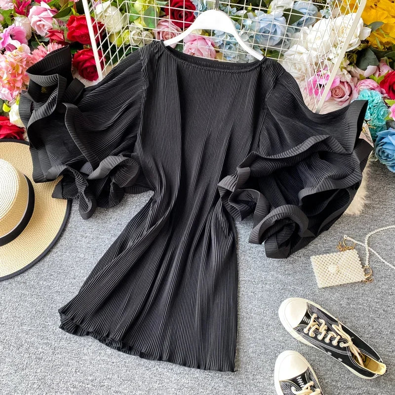 Flutter Grace Pleated Chiffon Blouse