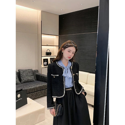 Cropped Tweed Blazer Jacket