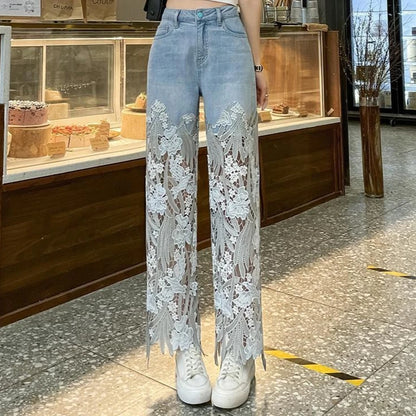 Retro Lace Patchwork Jeans