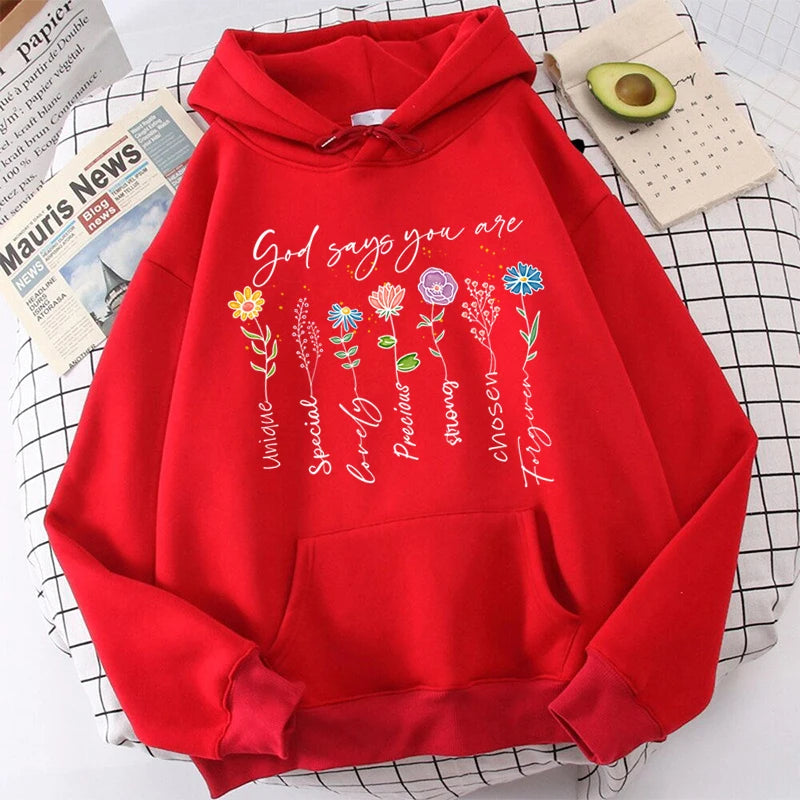 Funny Flower Print Hooded Sweatshirt