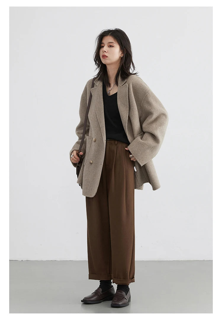 Women’s Luxury Wool-Blend Long Coat