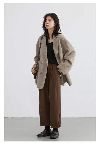 Women’s Luxury Wool-Blend Long Coat