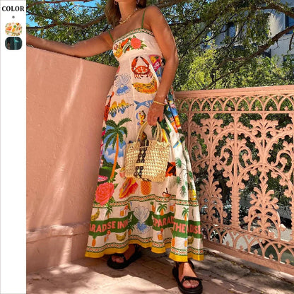 Colorful Elegance Halter Swing Dress