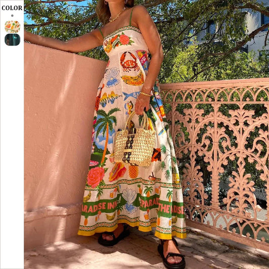 Colorful Elegance Halter Swing Dress