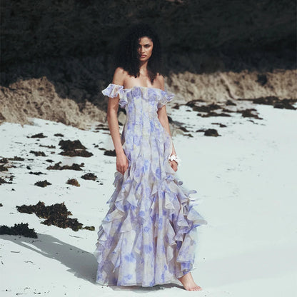Parisian Breeze Off-Shoulder Maxi Dress