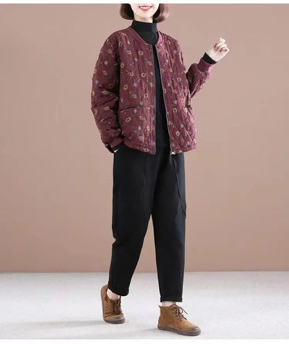 Loose Fit Retro Printed Cotton Jacket