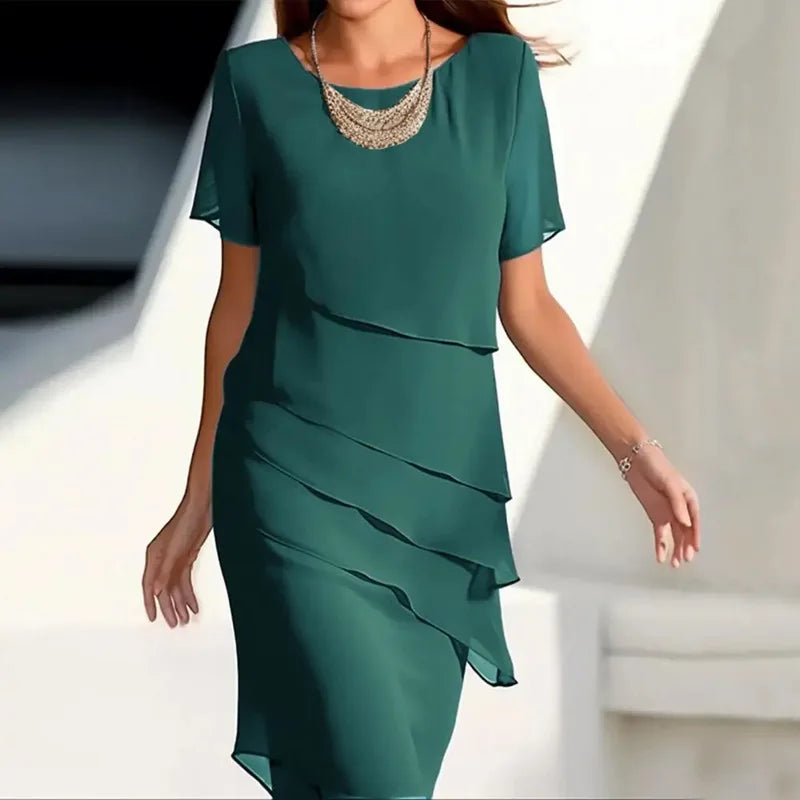 Solid Color Ruffle Dress