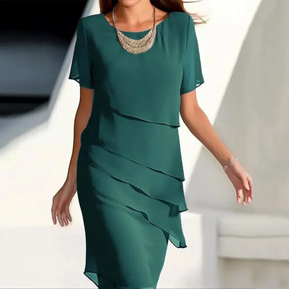 Solid Color Ruffle Dress