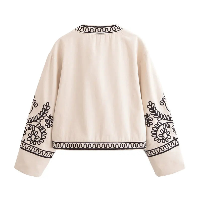 Retro Embroidered Long Sleeve Jacket
