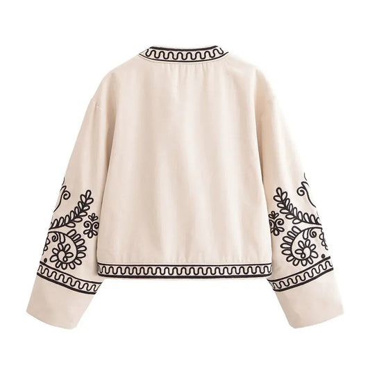 Retro Embroidered Long Sleeve Jacket