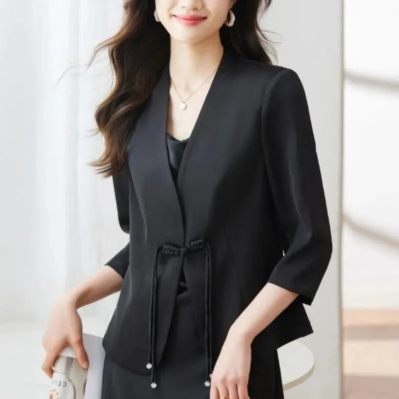 Slim Fit Short Sleeve Blazer Top