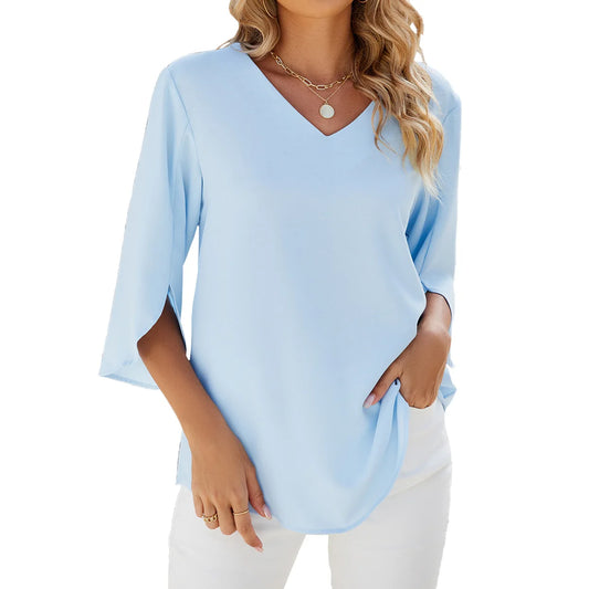 Elegant V-Neck Chiffon Blouse