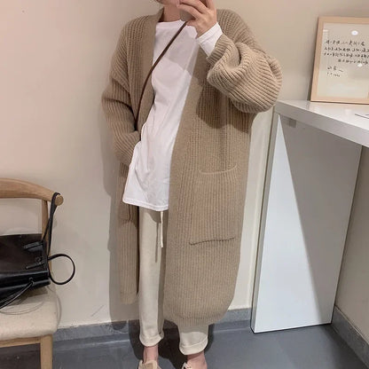 Plush Wave Maxi Knit Pocket Cardigan