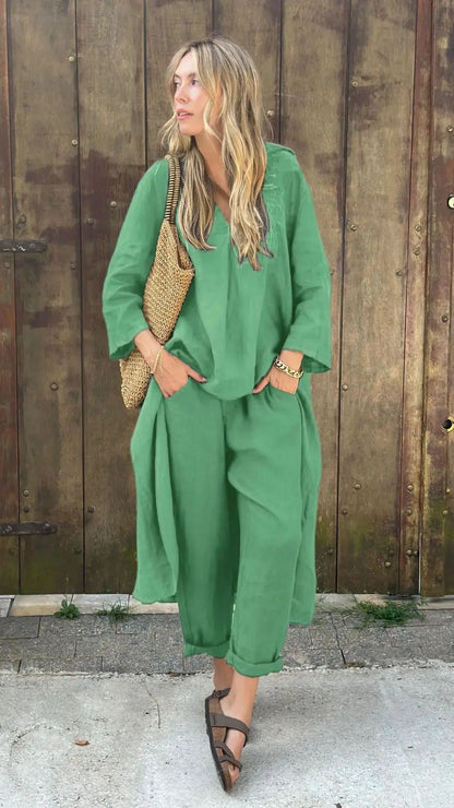 Modern Grace V-Neck Pants Set