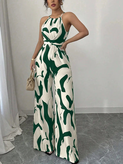 Bloom Muse Retro Halter Print Jumpsuit