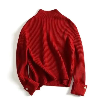 Stripe Aura Irregular Turtleneck Sweater