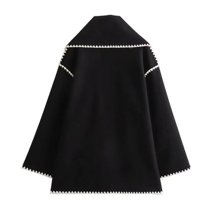 Cozy Weave Scarf Splice Wool Coat