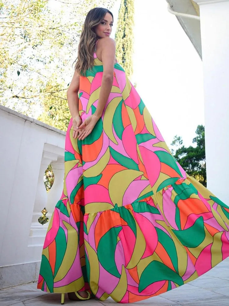 Euro Chic Backless V-Neck Maxi Dress