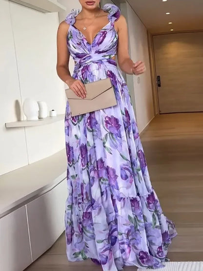 Elegant Waves Long Maxi Dress