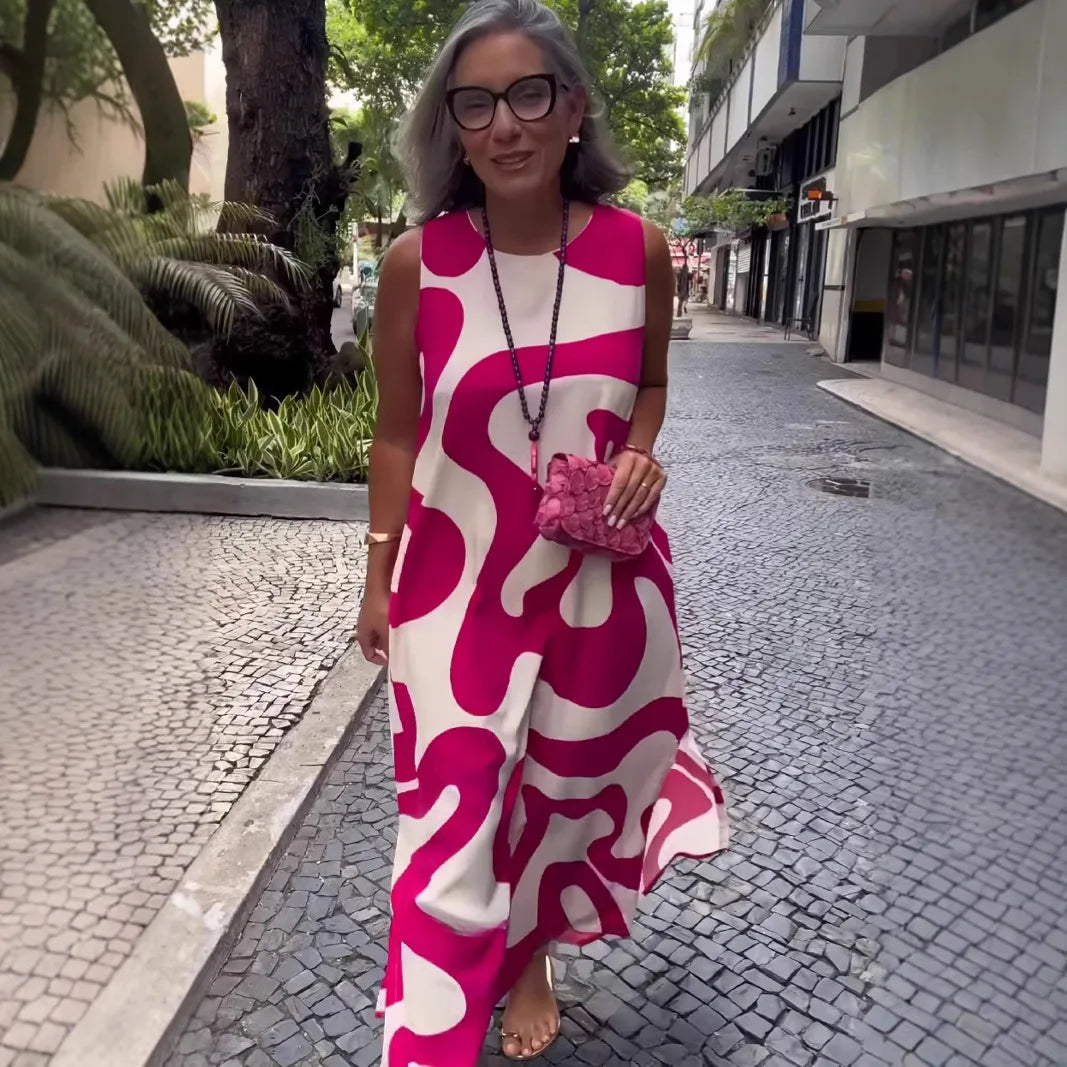 Stylish Print Sleeveless A-Line Dress