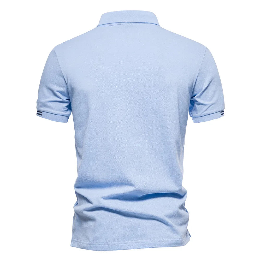 Embroidered European Stripe Polo Shirt