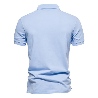 Embroidered European Stripe Polo Shirt