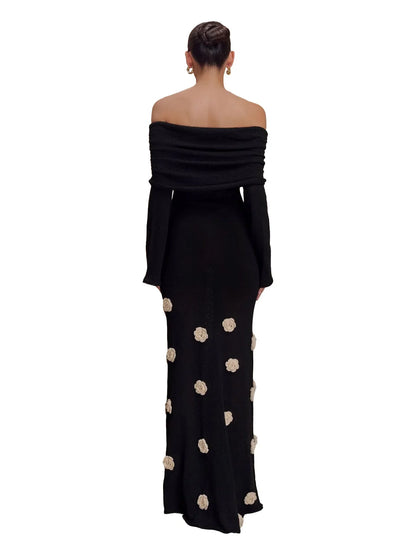 Rose Gaze 3D Floral Knit Dress