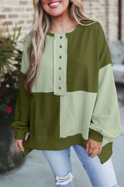 Trendy Contrast Buckle Sweatshirt