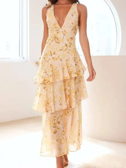 Breezy Halter Neck Ruffle Beach Dress