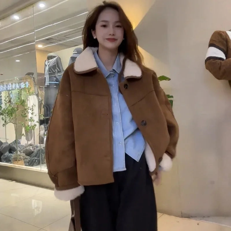 Retro Faux Lamb Fur Coat