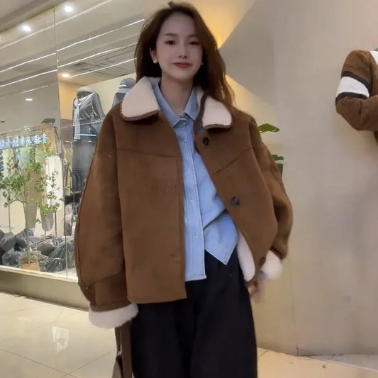 Retro Faux Lamb Fur Coat