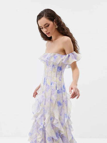 Parisian Breeze Off-Shoulder Maxi Dress