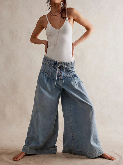 Lace-Up Denim Pants