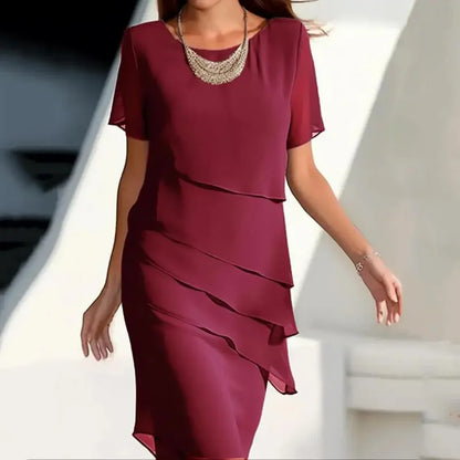 Solid Color Ruffle Dress
