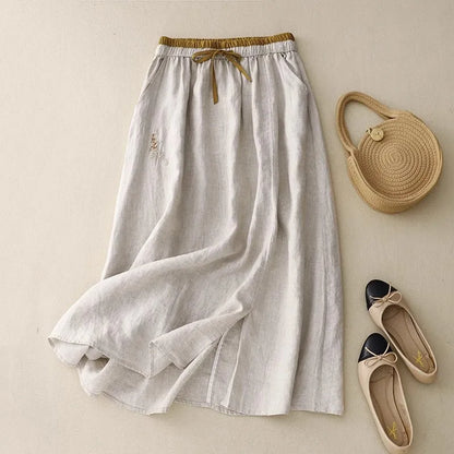 BloomTale Embroidered Patchwork Midi Skirt