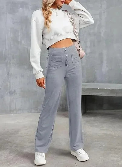 Buttoned Straight-Leg Cargo Pants