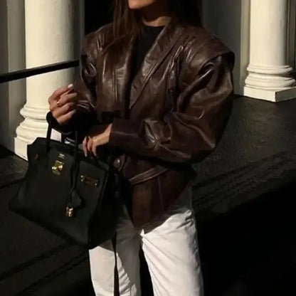 Lace-Up Faux Leather Jacket