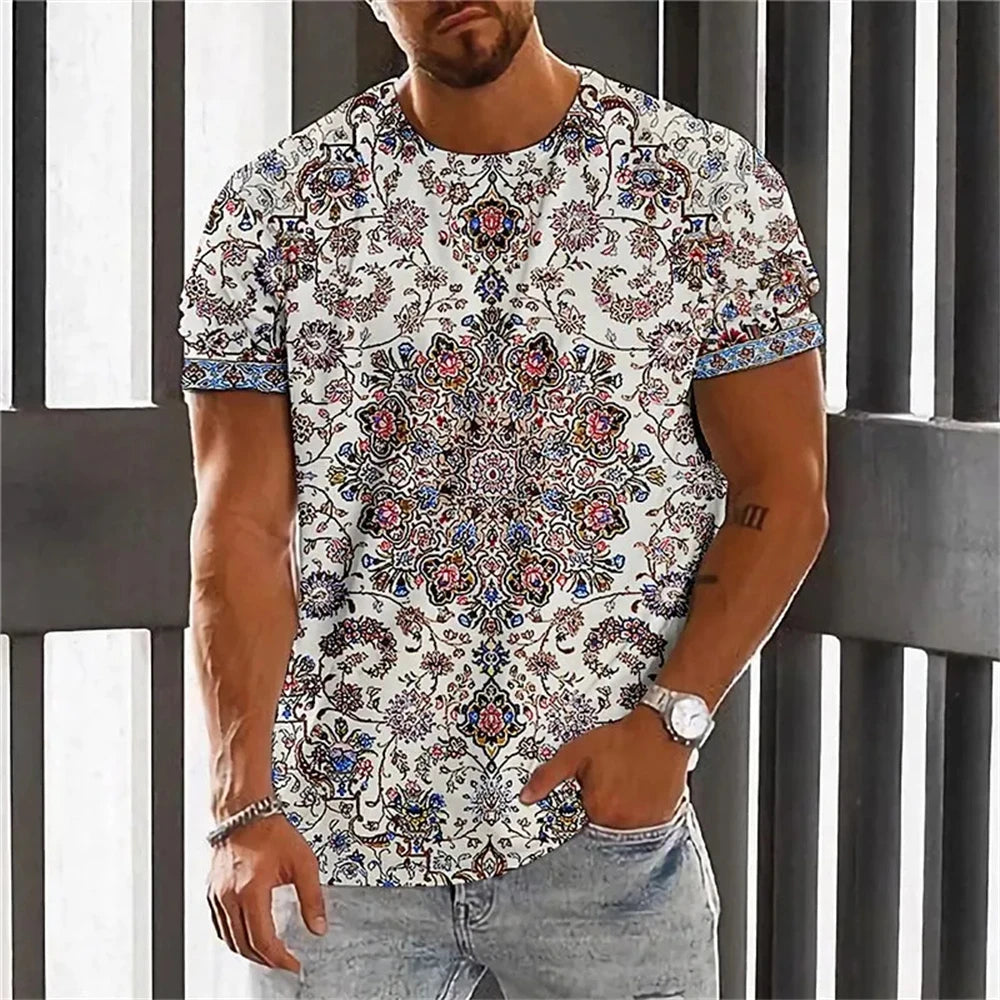 3D Floral Henley Shirt