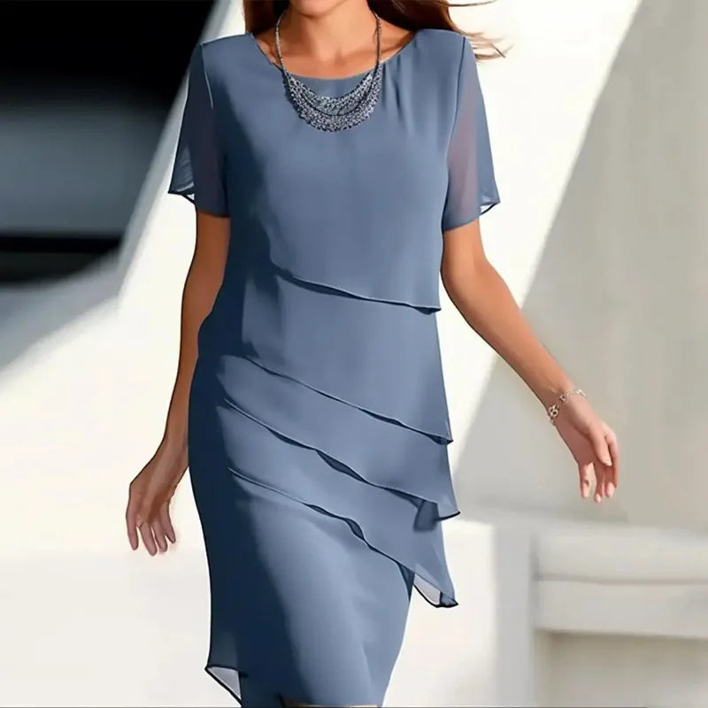 Solid Color Ruffle Dress