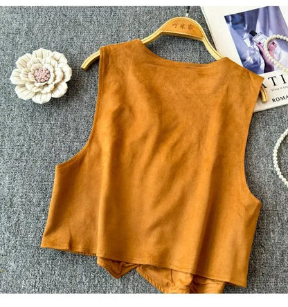 Retro Khaki Embroidered Travel Vest