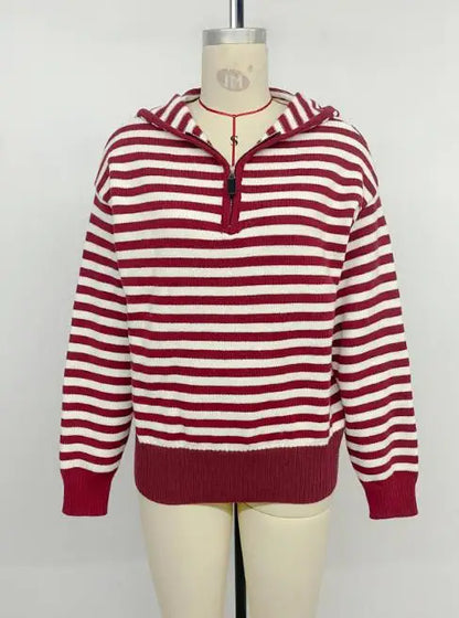 Retro Striped Zip-Up Hoodie