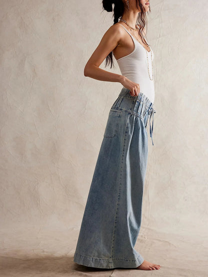 Lace-Up Denim Pants