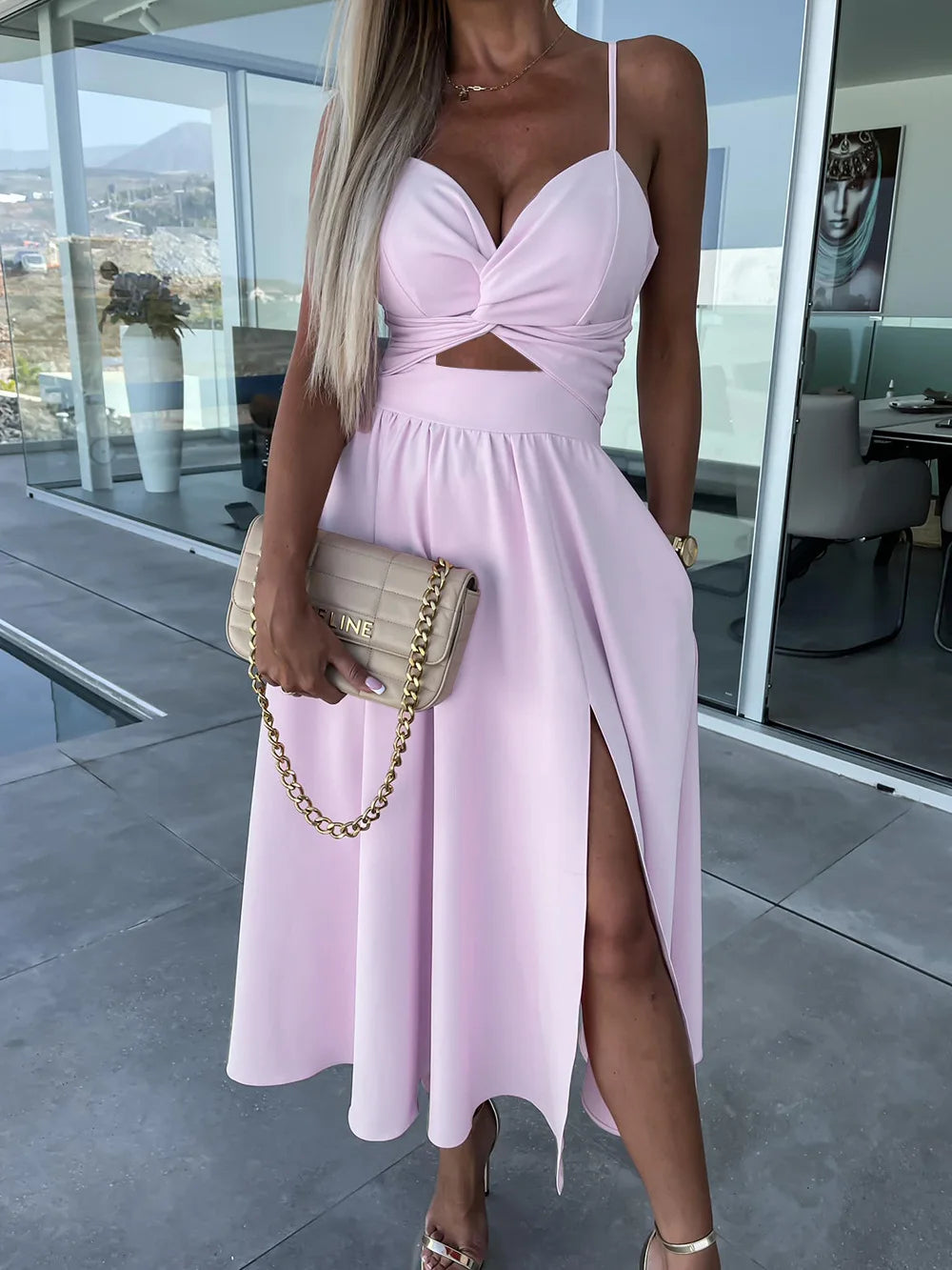 Backless V-Neck Camis Dress
