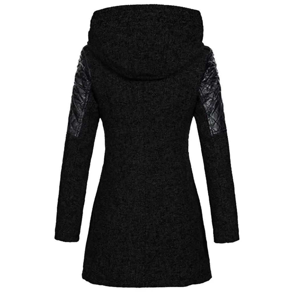 Women’s Mid-Length Hooded Loose Tweed Trench Coat